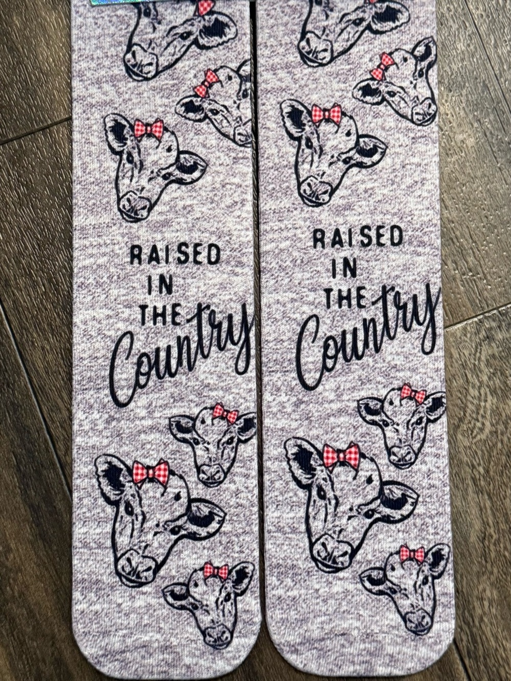Simply southern Raised in the Country  Knee-High Socks - Cow Pattern